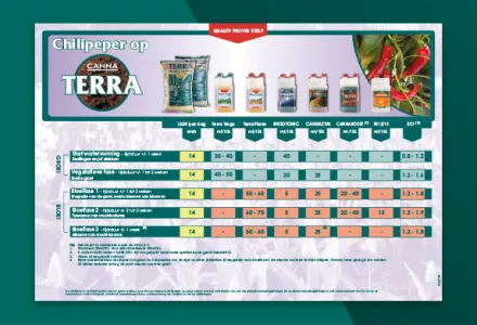 Chilipeper kweekschema CANNA TERRA