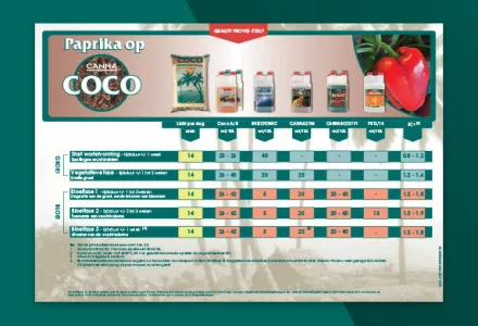 Paprika kweekschema CANNA COCO